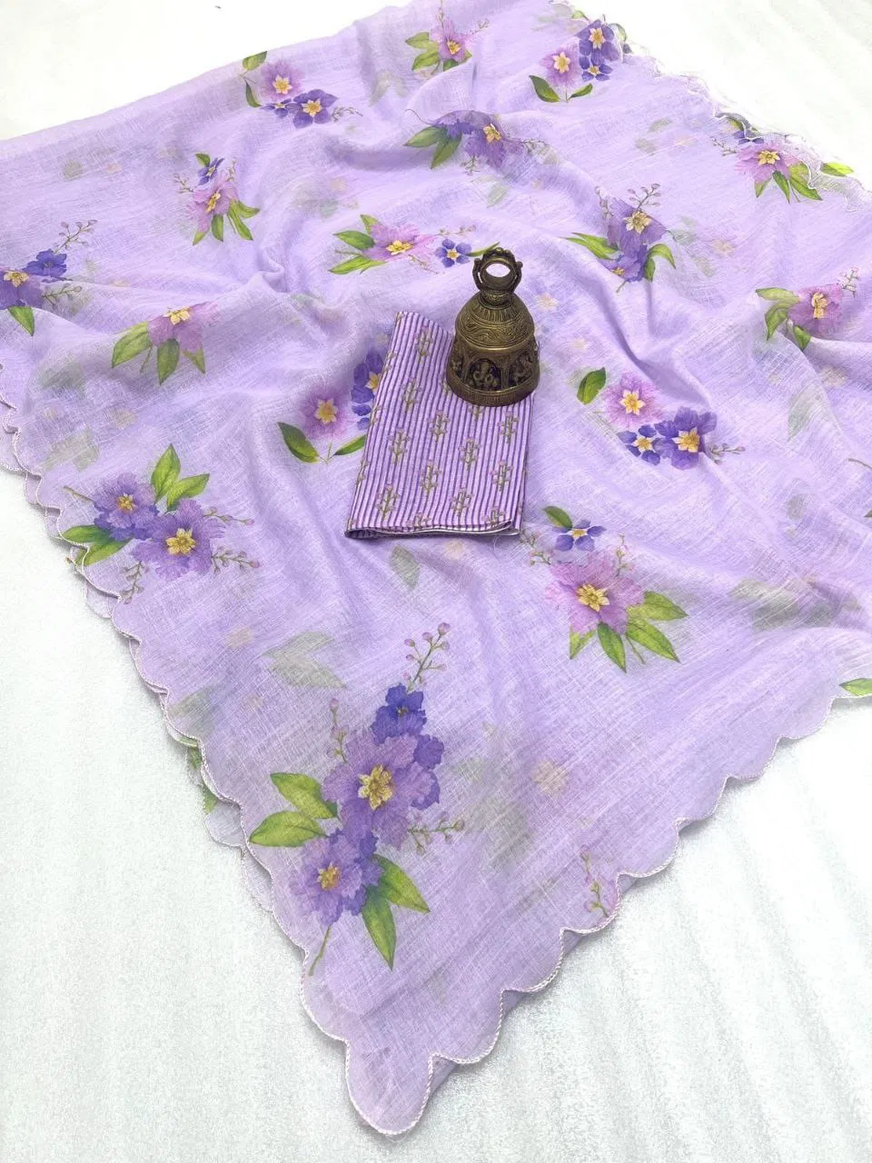 MG 432 Plain Linen Digital Printed Designer Saree Suppliers In India
